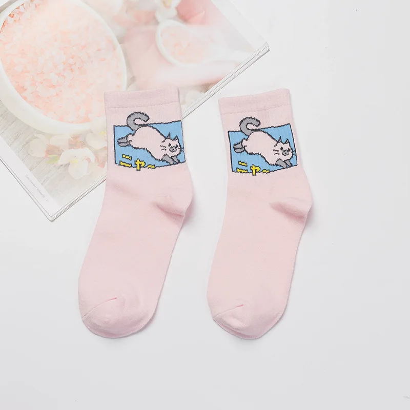Женские носки с героями мультфильмов, хлопковые носки Harajuku, женские милые носки унисекс для скейтбординга, хипстерские модные носки с животным принтом - Цвет: 7