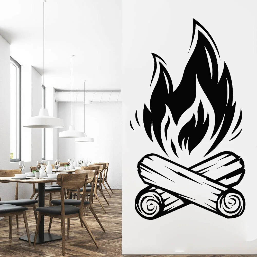 Vinyl Wall Decal Campfire Bonfire Camping Fire Fireplace Stickers Mural Outdoor Sports Survival Skills Boy Room Decor G924