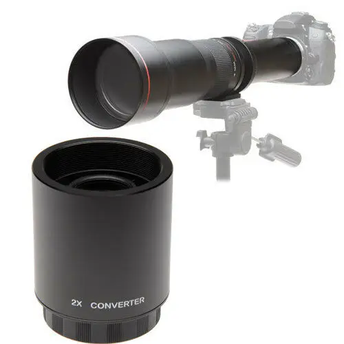 Jintu 2x Teleconverter Lente M42 Montagem para Bower & Vivitar 6501300 mm 500 mm & Jintu 420800 mm Lente Zoom Telefoto com Case
