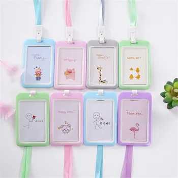 

Creative Cartoon Candy-colored Student With Lanyard Card Sleeve Certificate Card Holder Women Men Business Card Holder