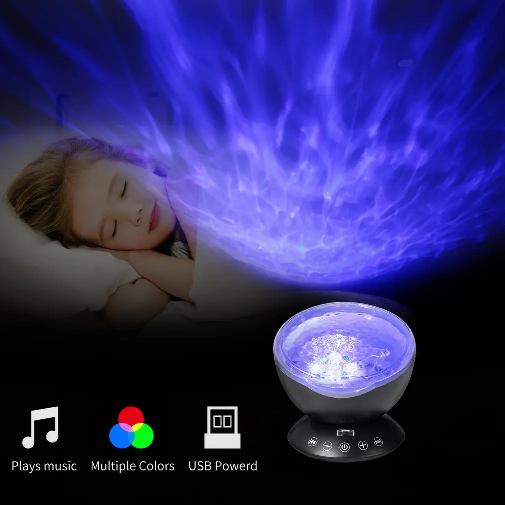 Дистанционное управление гипноз волны океана проектор лампа ночник встроенный музыкальный плеер для детской спальни романтическая