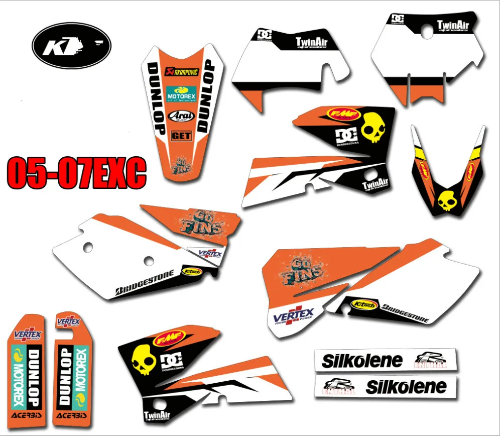Пользовательские мотоцикла стикер наклейка для KTM 125 200 250 300 400 450 525 SX SXF SX-F EXC EXCR XC XCF XC-F XCW XCFW MXC 2005 2006 2007
