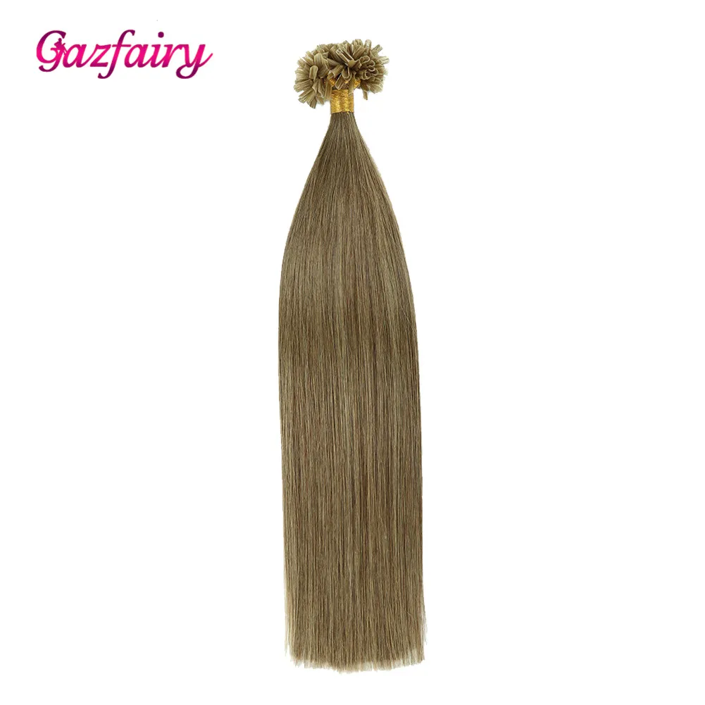 Gazfairy 16 &quot18&quot 20 &quot22&quot Remy кератиновые u образные накладные волосы 1 г/локон 50 100 шт