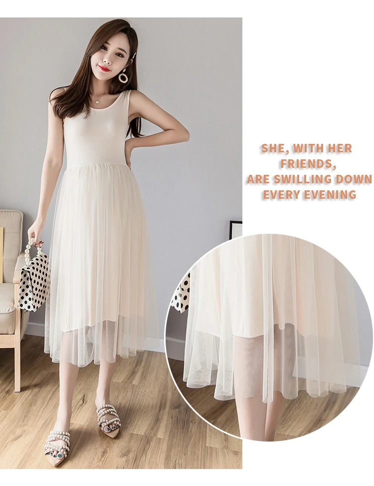 Maternity Clothes Spring And Summer New Style Modal Mock Two-Piece Gauze Pregnant Women Vest Skirt Base Long Skirts