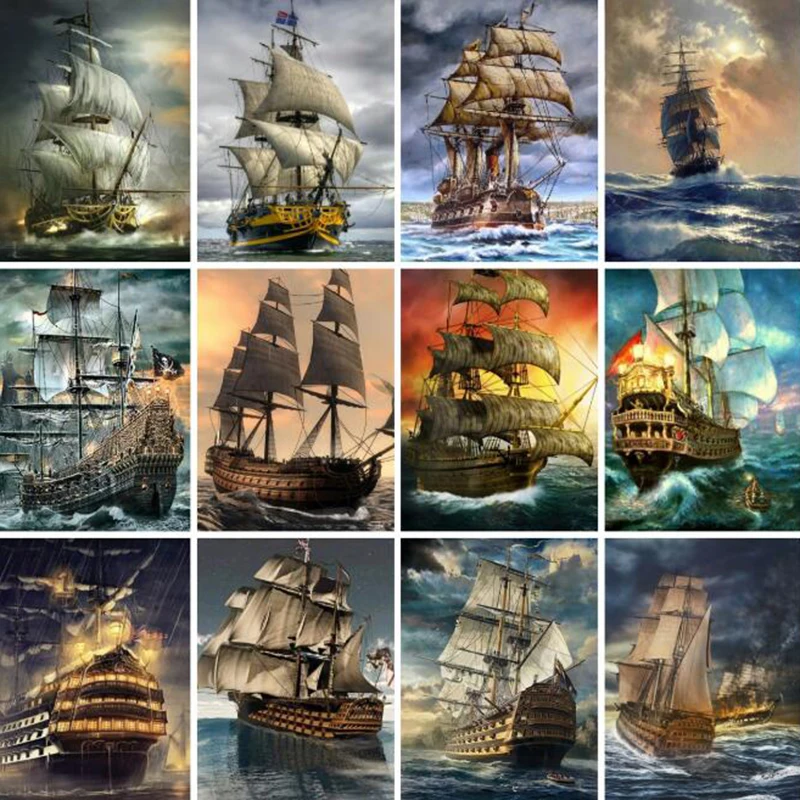 Diamond Painting Ship New Arrivals Diamond Moasic Sea Landscape Cross