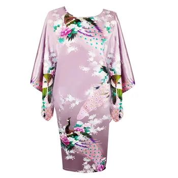 

Nightgown Print Peacock Lady Sleepwear Large Size 3XL-6XL Loose Sleep Dress Bat Sleeve Sexy O-neck Nightwear Home Dressing Gown