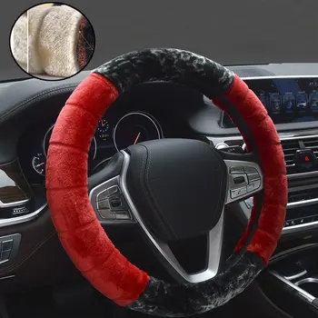 

Winter Super Soft Plush Car Steering Wheel Cover Universal Warm Faux Fur Auto Handlebar on the Steering-Wheel 37/38cm 2019 New