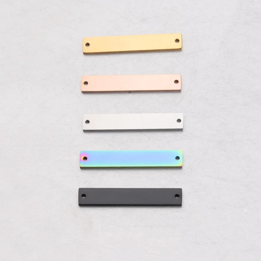 

5pcs Rectangle Double Hole Connector Mirror Polished Stainless Steel Bracelet Necklace Pendants DIY Jewelry Making Accessories