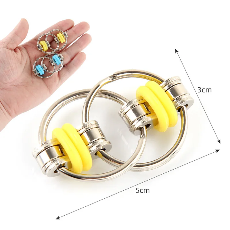 Metal Puzzle Chain Fidget Toy Vent Keychain Key Ring Anti Stress Toys for Kids Adults Stress Relieve ADHD Key Ring Sensory Toys