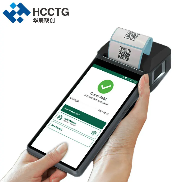 Android 10.0 Handheld POS Terminal with Fingerprint Qr Code Scanner and