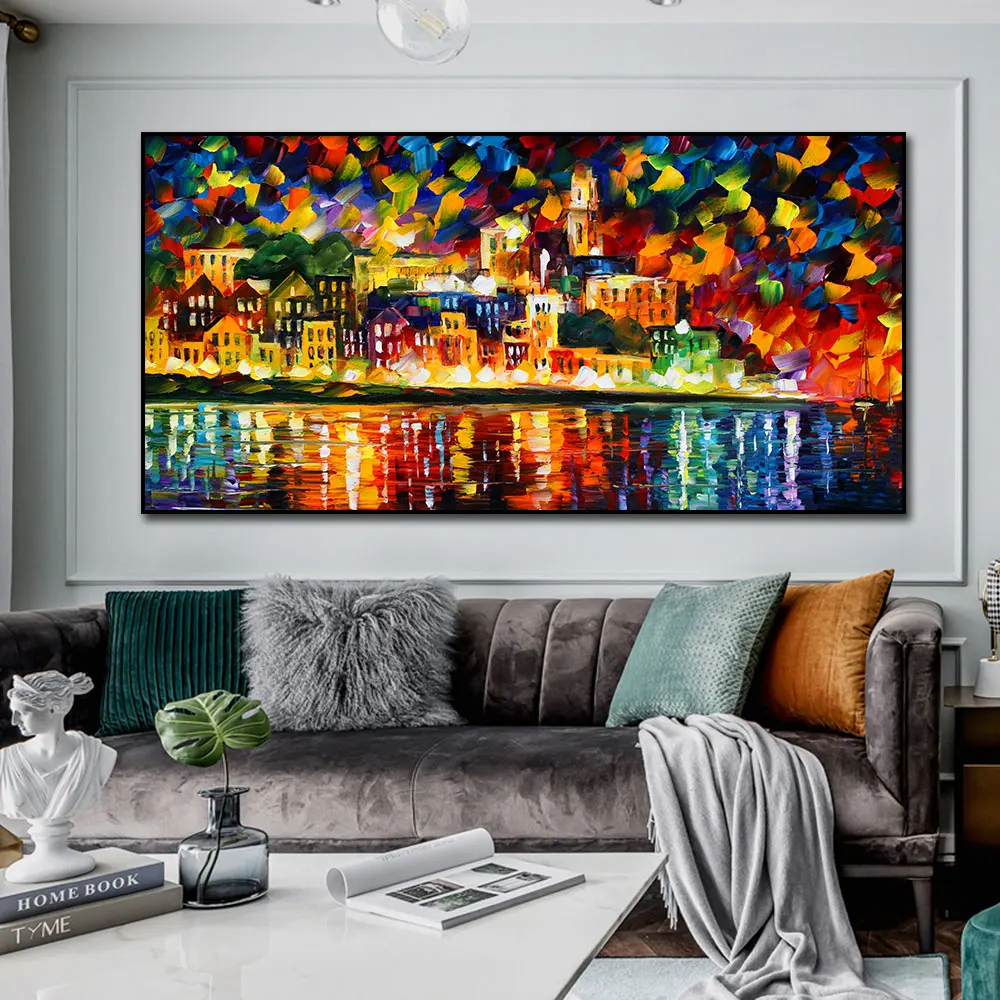 Urban-Architectural-Landscape-Abstract-Oil-Painting-Print-On-Canvas ...