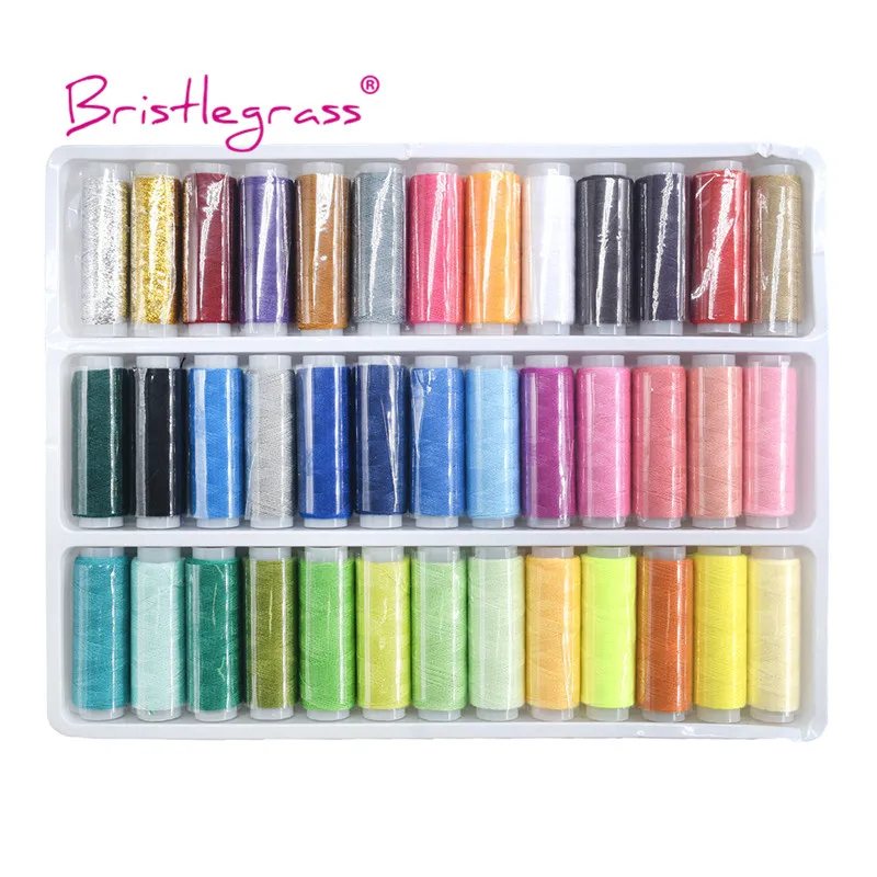 

BRISTLEGRASS 39 Color Rainbow Polyester Yarn Sewing Thread Kit Set Spool 4200 Yard Hand Embroidery Quilting Stitching Home Craft