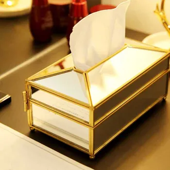 

LUDA European Style Metal Mirror Tissue Box Restaurant Kitchen Removable Tissue Napkin Holder Home Decor