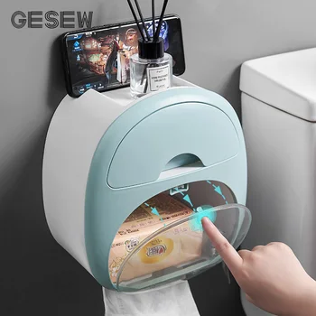 

GESEW Portable Toilet Paper Holder With Drawer Punch-free Roll Paper Dispenser Home Gabage Bag Storage Box Bathroom Accessories