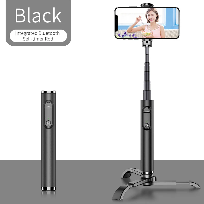 Black-78cm tripod KYCXD штатив монопод селфи палка Bluetooth сплав фото live мобильный телефон Универсальный bluetooth пульт дистанционного управления селфи палка - Цвет: Black-78cm tripod