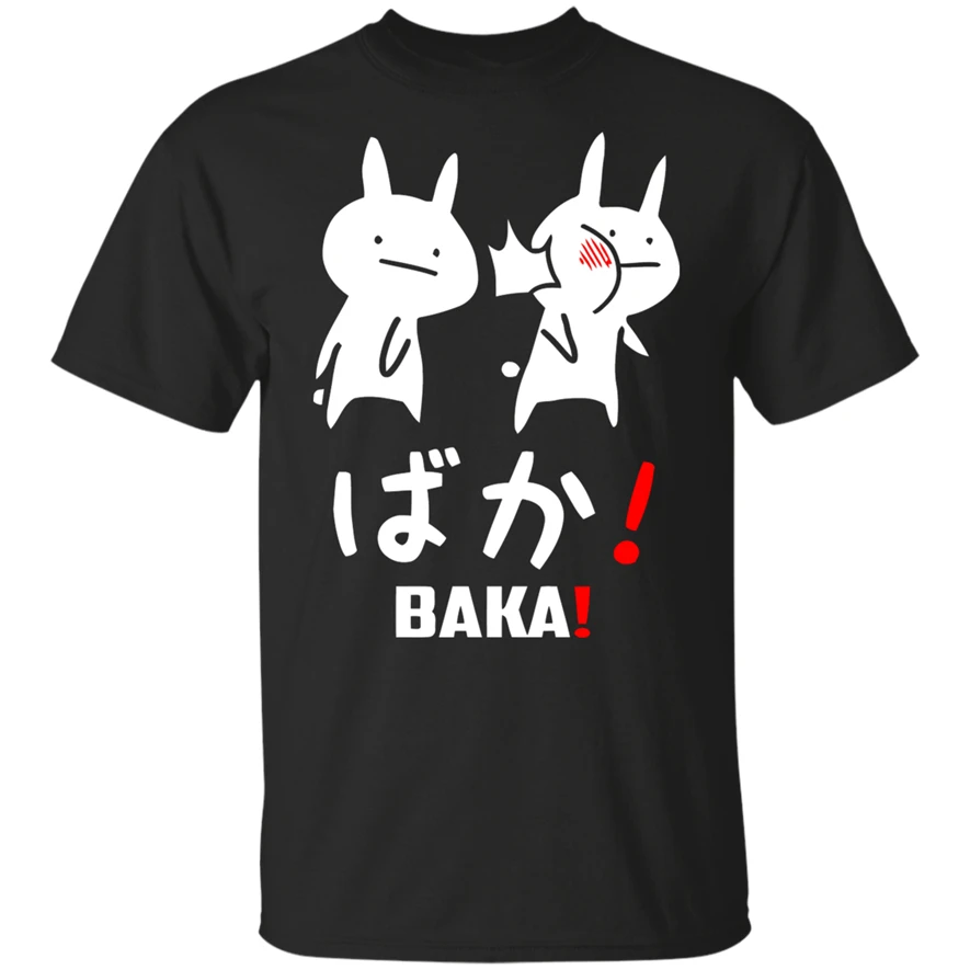 Аниме Baka Rabbit Slap японская забавная футболка черный для мужчин и женщин большого