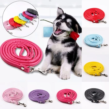 

New Arrival Soft Solid PU Leather Dog Leash Safe Small Dog Pet Training Walking Puppy Leash Pet Product Wholesale High Quality