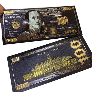 

Antique Black Gold Foil USD 100 Currency Commemorative Dollars Banknotes Decor