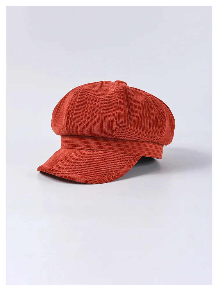 Осенне-зимняя Вельветовая восьмиугольная кепка, Женская одноцветная шапка Newsboy, женские модные шапки, женские шапки s