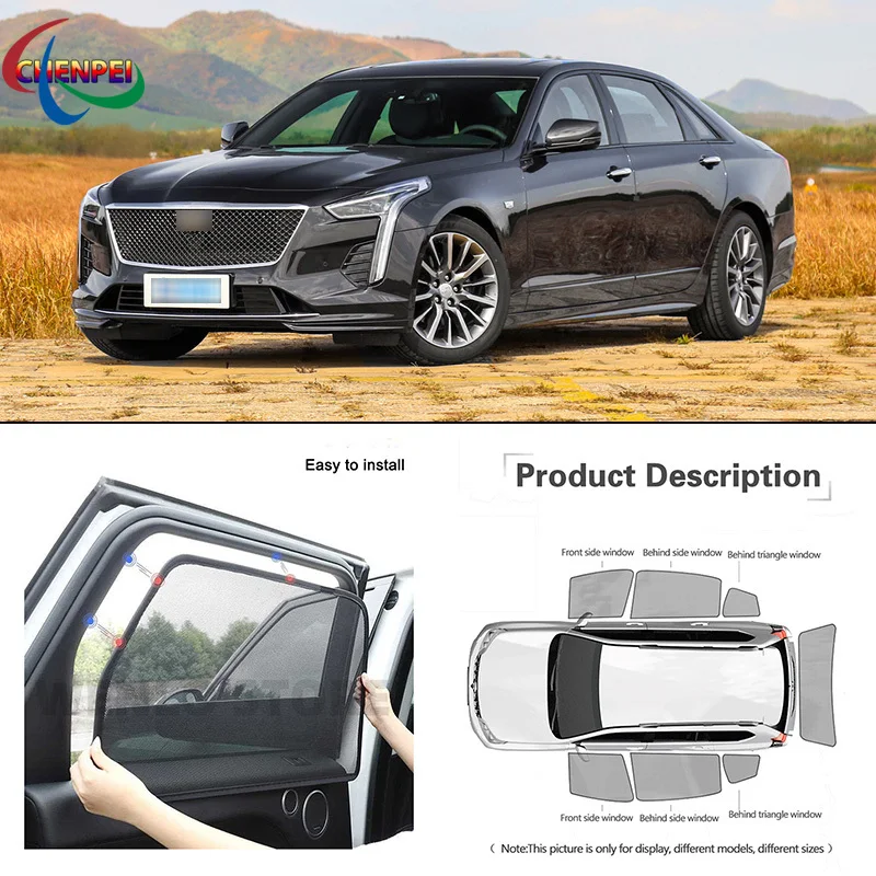 

For Cadillac CT6 Car Full Side Windows Magnetic Sun Shade UV Protection Ray Blocking Mesh Visor Car Decoration Accessories