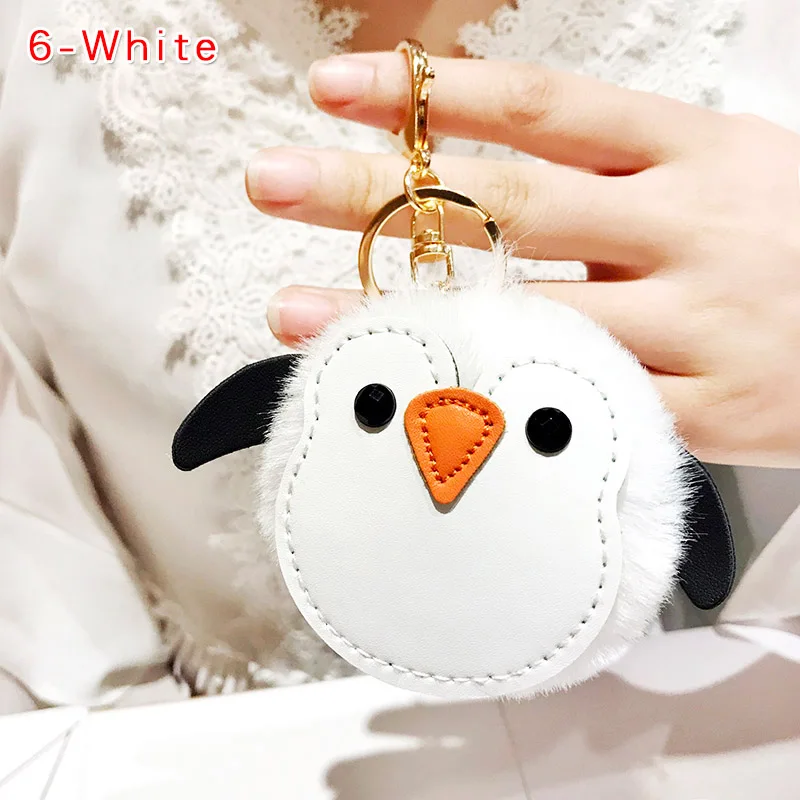 Cute Plush Keychain Animal Penguin Pendant Bag Charm Accessories Kids Toys Line Friends Stuffed Kawaii Keychain For Girls Gift - Цвет: 6-White