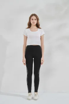 

Women Slim with characters on sideseam High Waist Pants Fitness Sports Elasticity Leggings Roman Cloth Pencil Pants Women's Clot