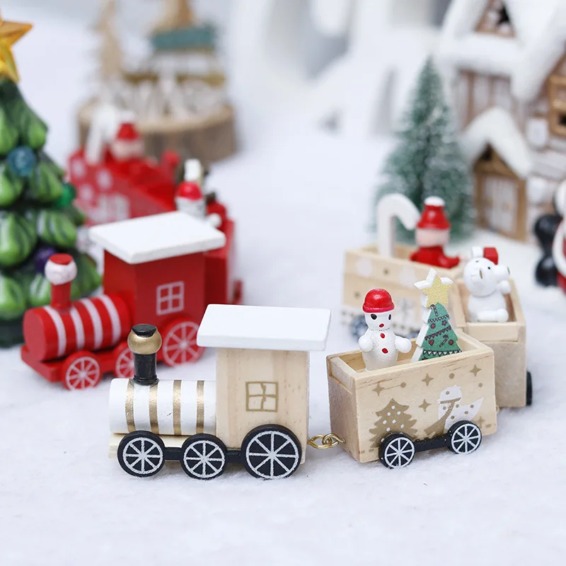Luanqi Рождественские украшения для дома Navidad деревянный поезд Рождественский