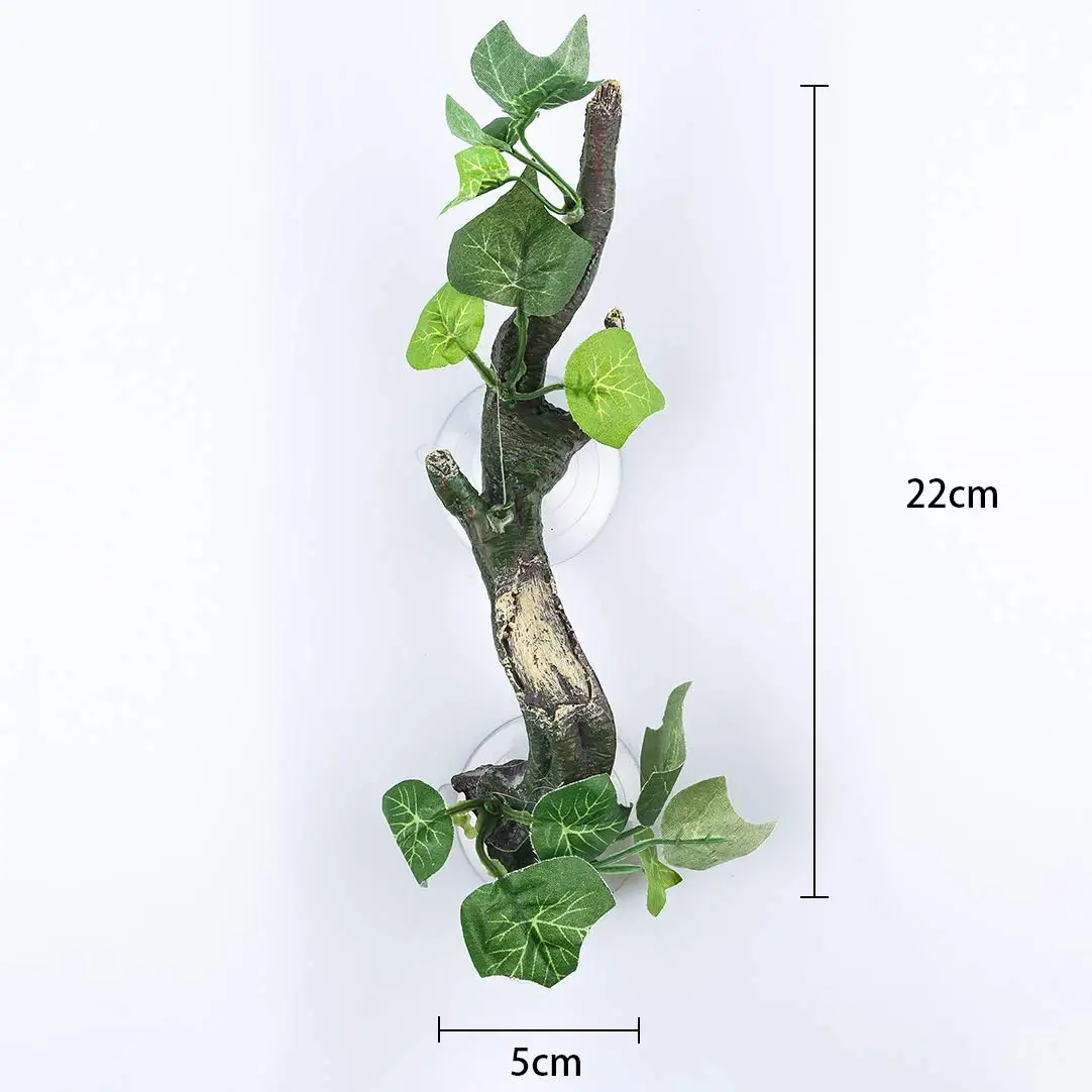 aquarium sand vacuum Resin Artificial Branches Reptile cave Corner Fake Branch Terrarium Plant Decor With Suction Cup Amphibian Lizard Snake Climbing fish tank decorations