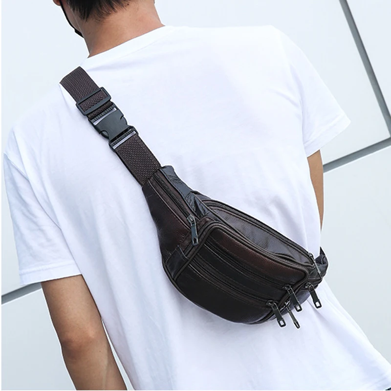 Cinturón de cuero para hombre y mujer, riñonera masculina de estilo plátano para el pecho y la cadera, bolso de cintura para hombre y - AliExpress