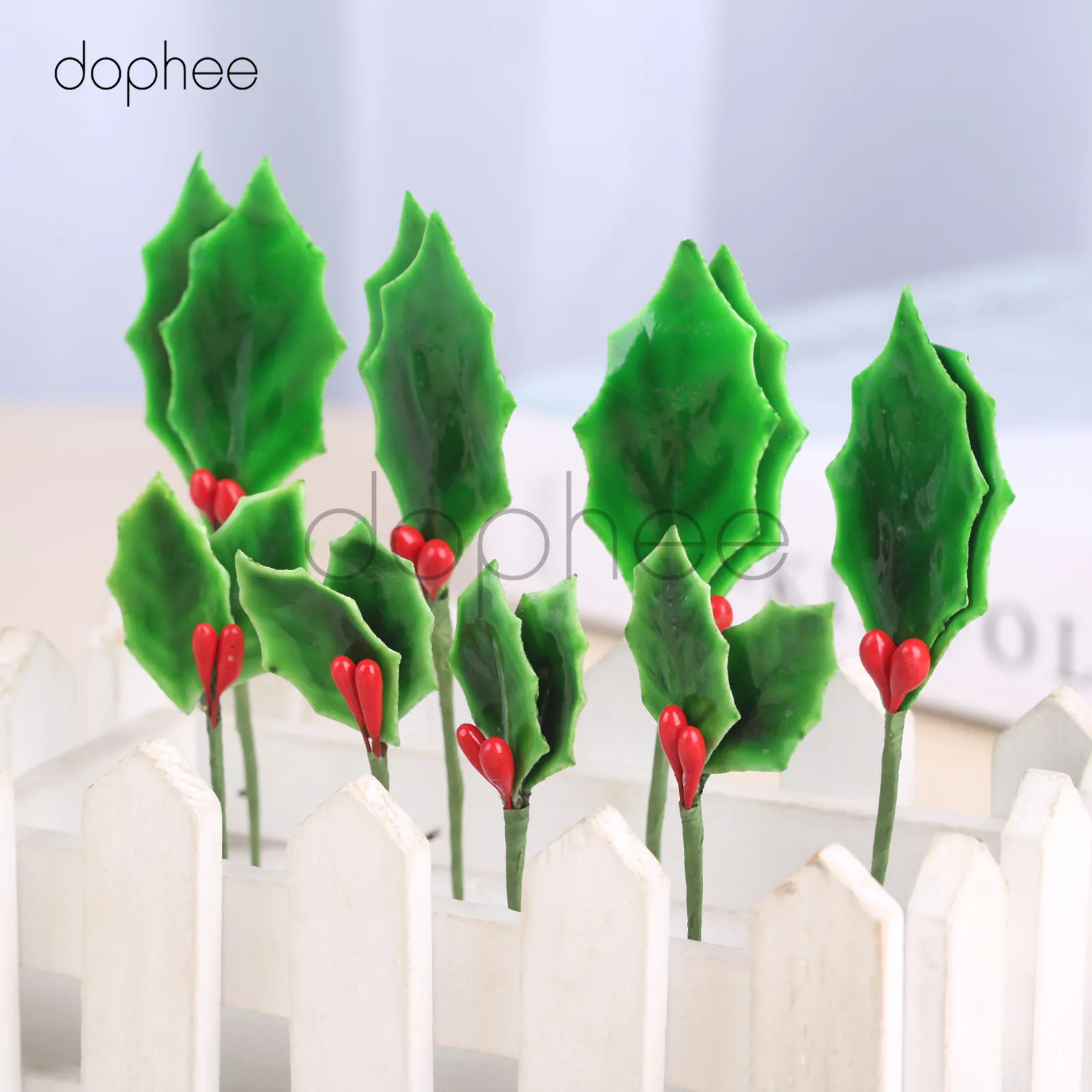 Dophee 10 шт. искусственные листья + ягоды Холли для свадебной вечеринки домашнее