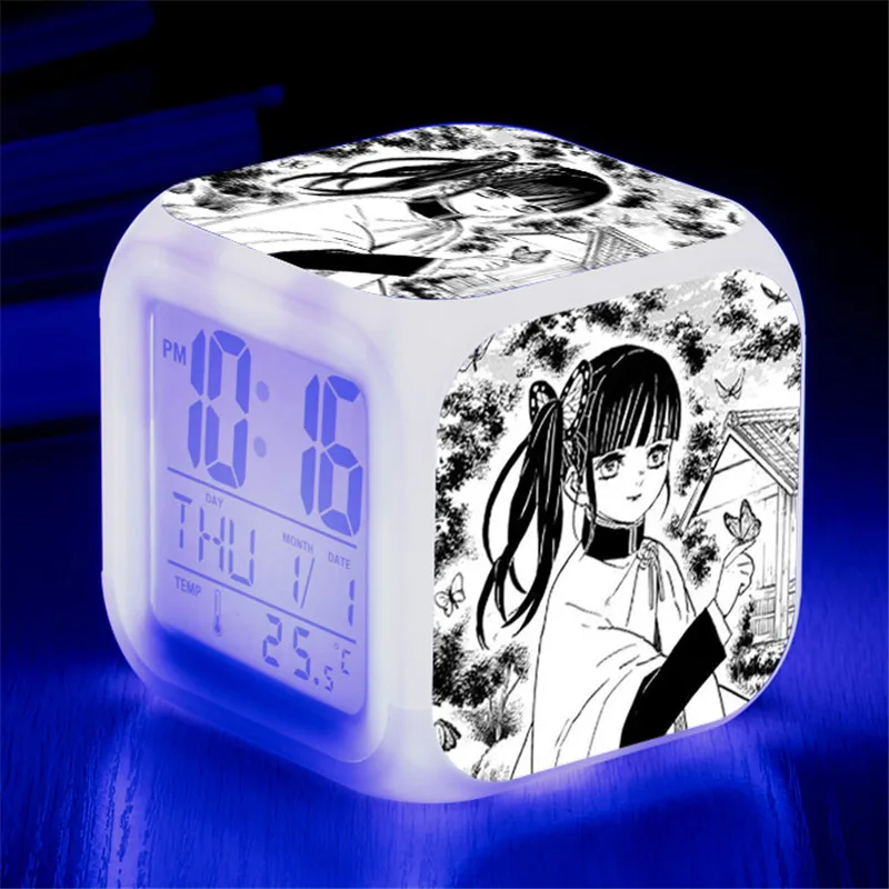 Demon Slayer Kimetsu No Yaiba Tsuyuri Kanawo Alarm Clock LED 7 Color Flash Changing Touch Light Funny Kids Toys Xmas | Игрушки и хобби