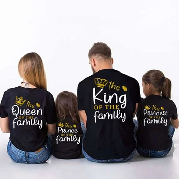 Tshirt family clothing sets Crown summer family matching outfits fashion mother kids short sleeve mon dad and baby family look 1