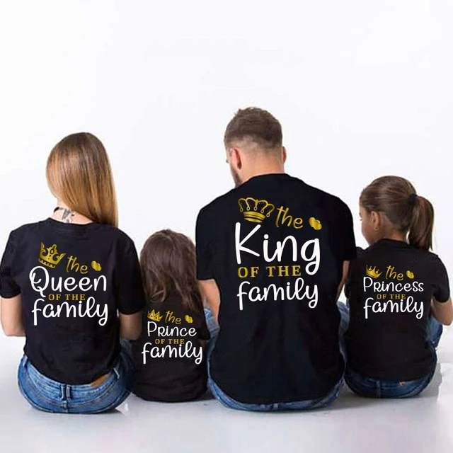 Tshirt family clothing sets Crown summer family matching outfits fashion mother kids short sleeve mon dad and baby family look 1