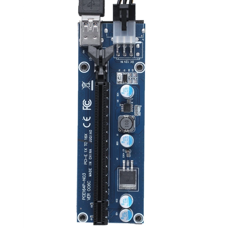 Usb 3,0 Mini Pci-E к PCIe PCI Express 1X к 16X удлинитель Riser Card адаптер Sata 6Pin 60 см кабель питания для биткоина Майнинг Биткойн