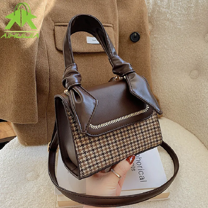 High Quality Pu Patchwork Handbags for Women Luxury Designer Female