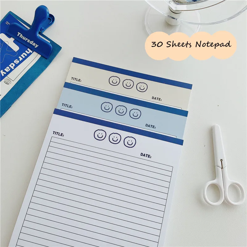 Sharkbang B5 Cute Smile 100gsm 30 Sheets Grid Line Memopad Make a Note Paper Notepad Paperlaria Loose Leaf Perforated Notebooks sharkbang b5 half memo pads stationery notes 50 30 sheets heart gird line english words notebook paperlaria small books papers