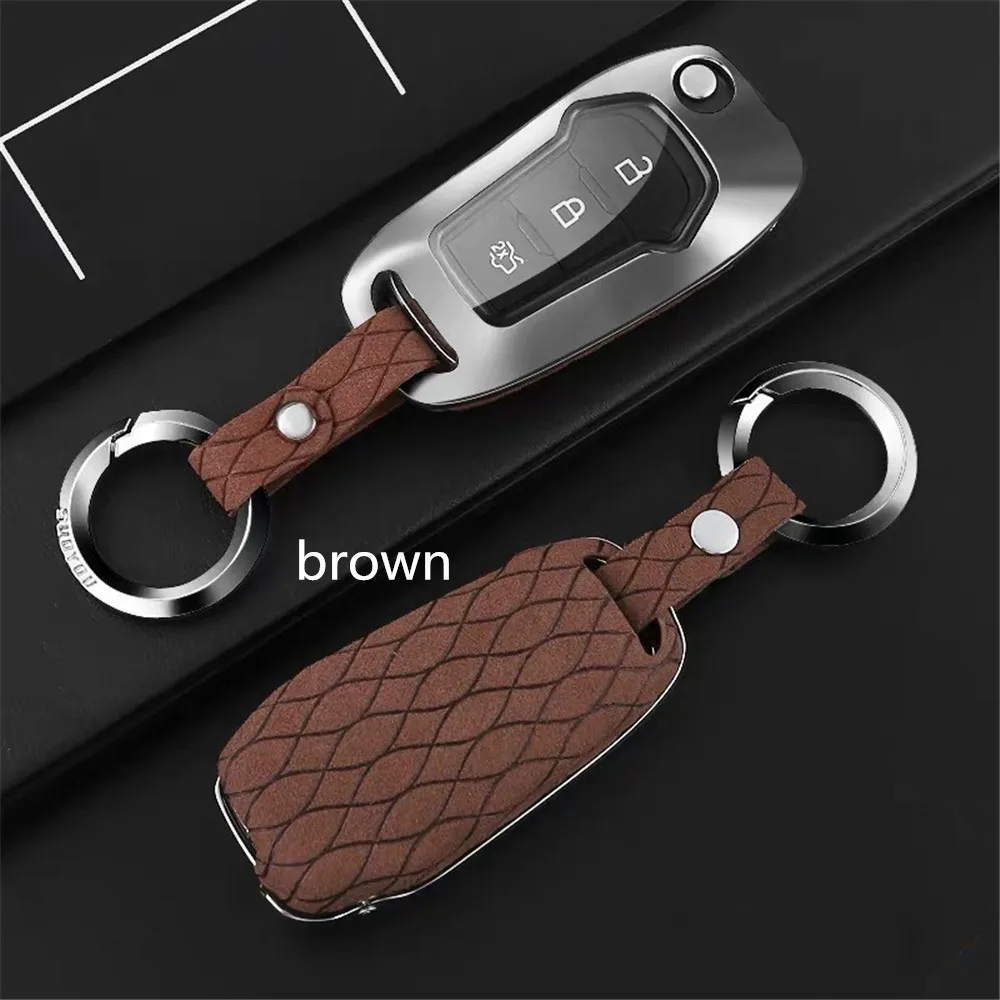 

Car Key Case Keychain Cover Galvanized Alloy For Ford Focus Everest Explorer Edge Kuga Auto Protection Key Shell Accessories