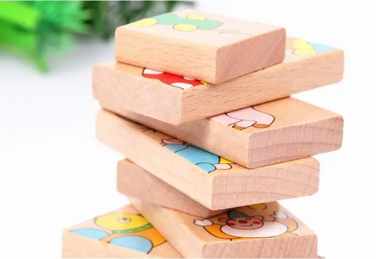 Бесплатная доставка домино с животными деревянный Blocks15PCS подходящая одежда для