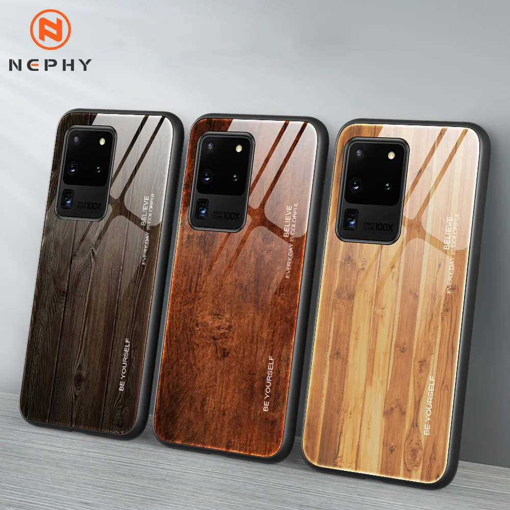 Деревянный чехол из закаленного стекла для Samsung Galaxy S9 S10 S20 Ultra Plus 5G Note 9 10 Pro Lite A10 A30