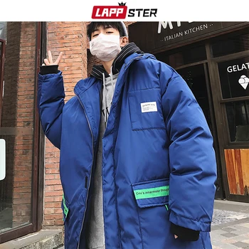 

LAPPSTER Long Thick Winter Parkas Men Puffer Jacket 2020 Mens Harajuku Hooded Windbreaker Couple Korean Oversize Bubble Jackets