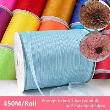 

450M Chiffon ribbon Yarn For DIY Knitting Summer Hat Thread Handbags Materials Cake Gift Wrapping Ribbon