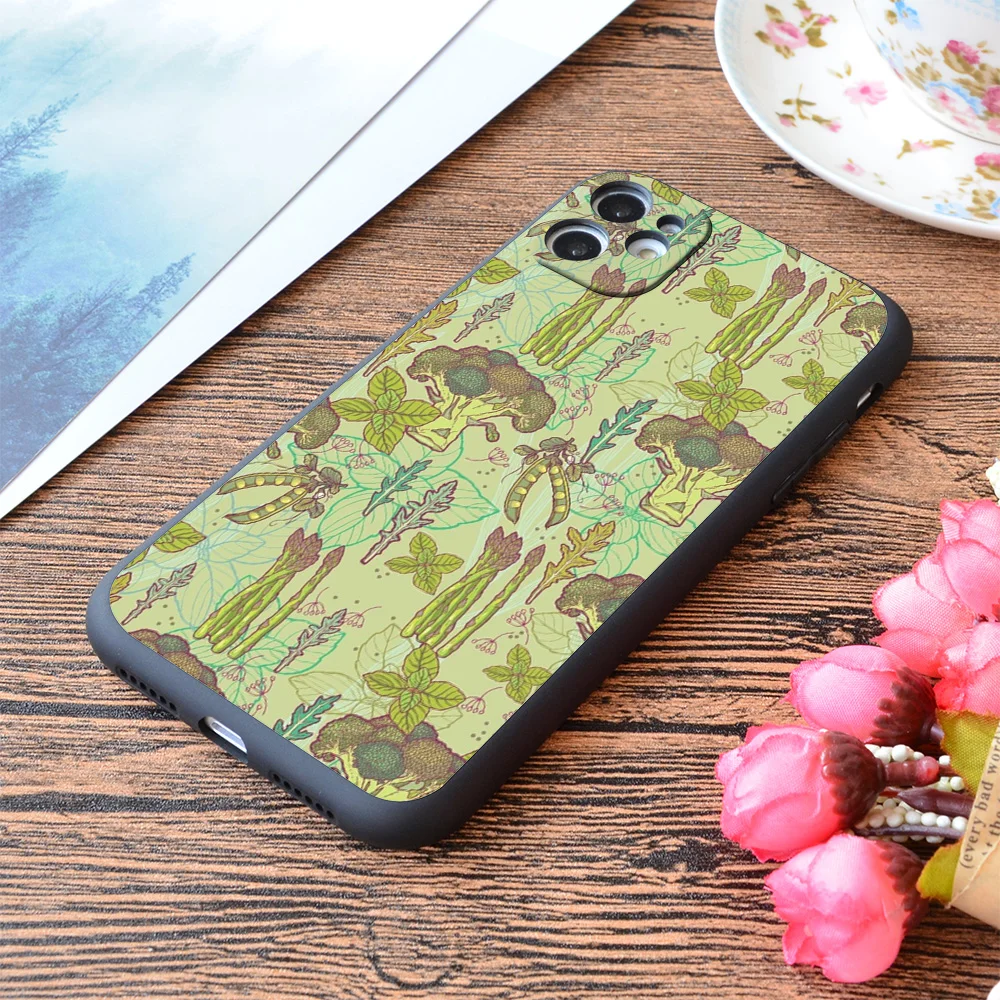 

For iPhone Green Vegetables Pattern Print Soft Matt Apple iPhone Case