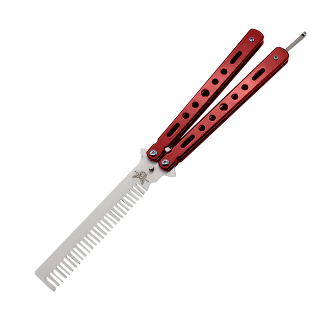 Comb Stainless Steel Practice Training Butterfly Knife Comb Beard Moustache Brushe Salon Hairdressing Styling Tool