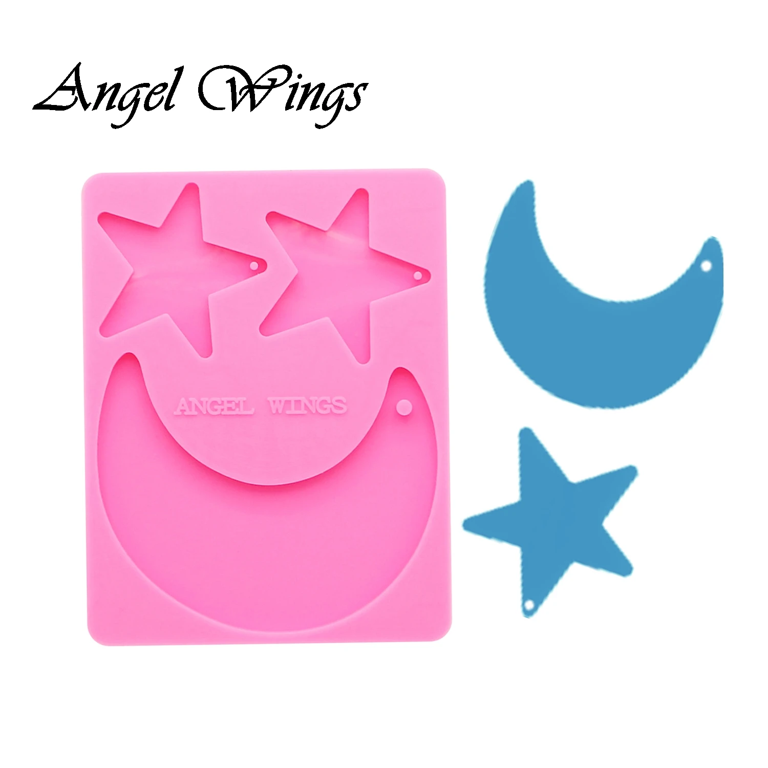 1Pc Pink Блестящие в форме звезды, Луны силиконовые формы для эпоксидной смолы ремесло формы декоративное ремесло DIY браслет брелок плесень DY0122 - Цвет: 1Pc Pink