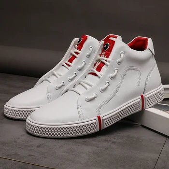 

Winter Young Boy Casual Shoes Mid-Top Fashion Shoes Men Split Leather Men Lace Up Sneaker Brand Mens Warm Casual Shoe Inside Fur