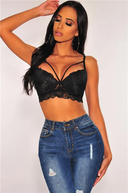 black Bralette Adogirl черный кружевной бюстгальтер без косточек, с ремешками, с вырезами, для женщин, модный сексуальный топ, обрезанный женский топ, одежда для ночного клуба, нижнее белье - Цвет: black Bralette