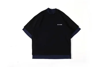 

Top Version 2020 New We11done T-Shirt Men Women Oversized Tops Tees Welldone Cotton Stitching Reversible Big ManT-Shirt