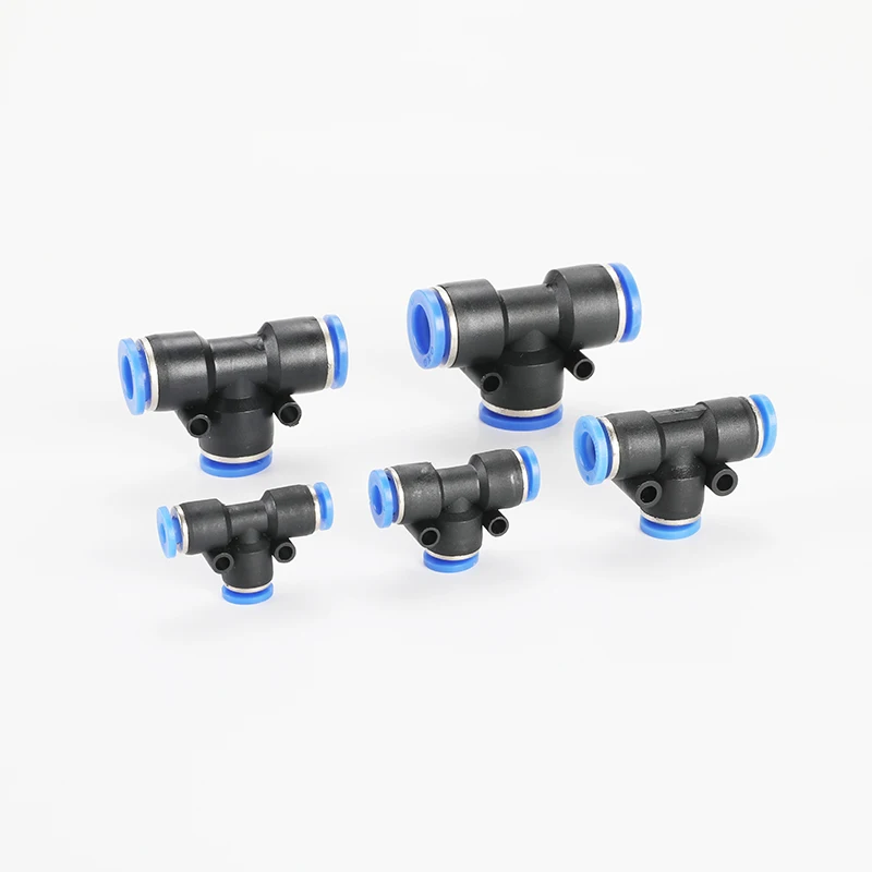 

PE 10PCS 4-14MM Pneumatic Fitting For Push In Tee 3-Way Fitting Plastic Pipe Air/Water Hose and Tube Connector Quick Fitting