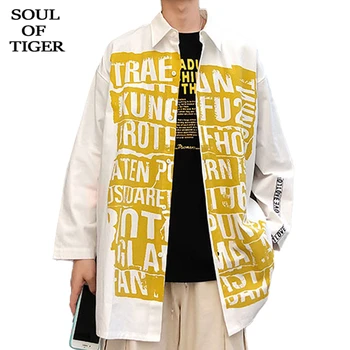 

SOUL OF TIGER 2020 Summer Fashion Casual Streetwear Men Vintage Shirts Male Luxury Printed Tops Long Cotton Loose Clothes XXXXXL