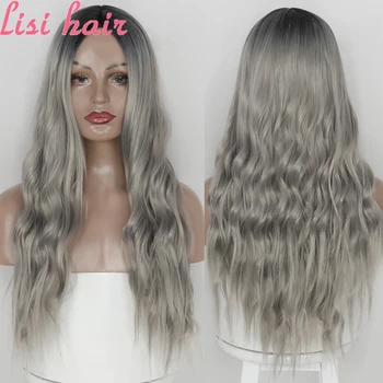 

LISI HAIR Long Water Wavy Synthetic Wigs Middle Part Natural Hair Wigs For Women Cosplay Wigs Heat Resistant Fiber